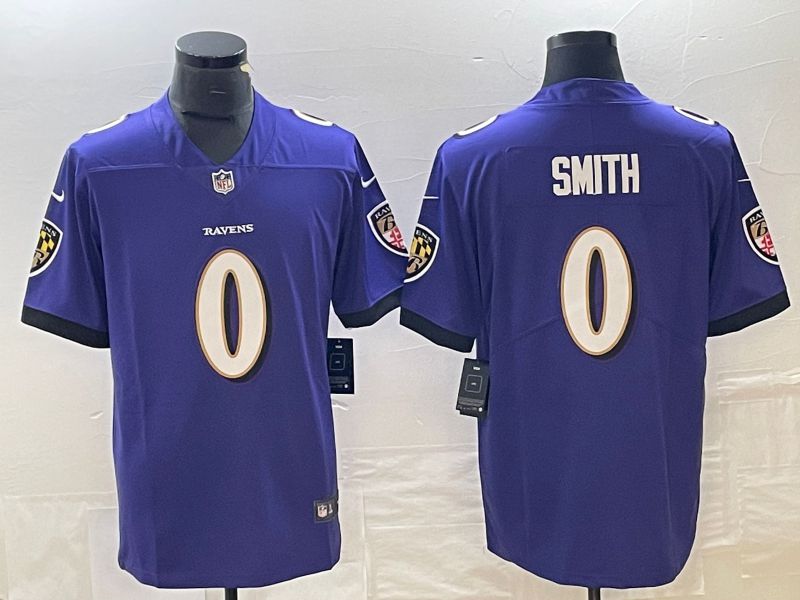 Men Baltimore Ravens #0 Smith Purple 2023 Nike Vapor Limited NFL Jersey->customized nfl jersey->Custom Jersey